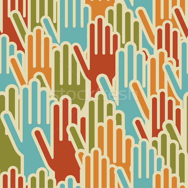 Diversity hands up seamless pattern Stock photo © cienpies