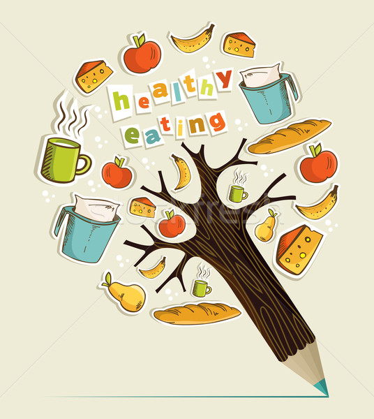 Healthy food concept pencil tree Stock photo © cienpies