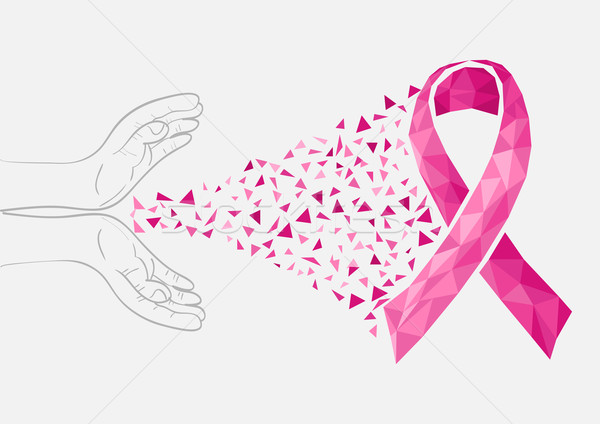 Breast cancer awareness ribbon transparency human hands EPS10 fi Stock photo © cienpies