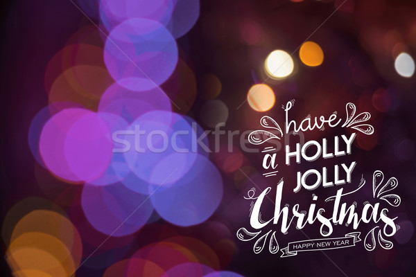 Merry christmas happy new year doodle bokeh card Stock photo © cienpies