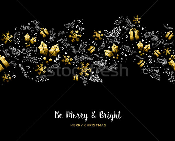 [[stock_photo]]: Joyeux · Noël · or · modèle · décoration · ornements