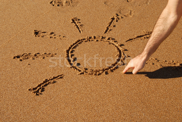 hand drawing a sun in the sand  Stock photo © cienpies