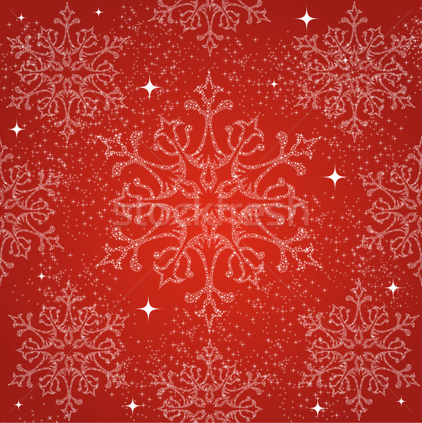 Stockfoto: Vrolijk · christmas · sneeuwvlokken · decoratie · Rood