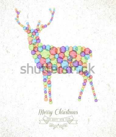Stock fotó: Vidám · karácsony · mértani · rénszarvas · képeslap · trendi