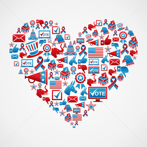 Elezioni icone a forma di cuore USA vettore Foto d'archivio © cienpies