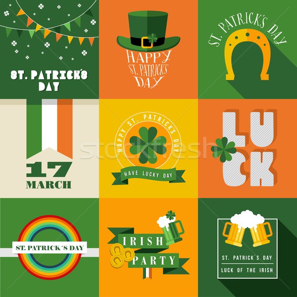 Happy St Patricks day label illustration Stock photo © cienpies