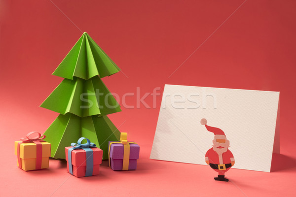 Merry christmas paper cut handmade card template Stock photo © cienpies