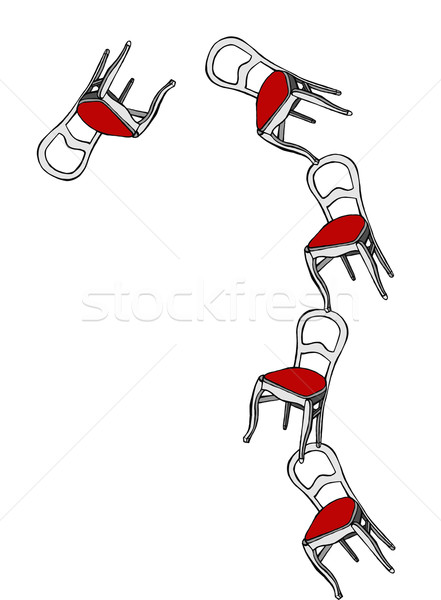 Juggling chairs loosing balance Stock photo © cienpies