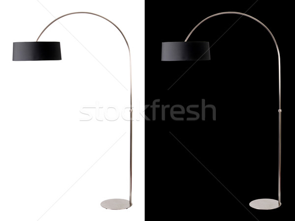 Modern black floor lamp isolated over white and black background Stock photo © cienpies