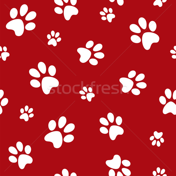 Câine urme alb roşu vector vopsea Imagine de stoc © cienpies