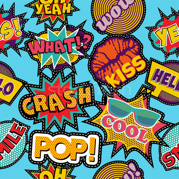 Pop art rajz folt ikon végtelen minta retro Stock fotó © cienpies