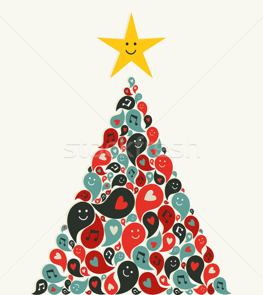 Weihnachten Multimedia Musik Baum Grußkarte sozialen Stock foto © cienpies