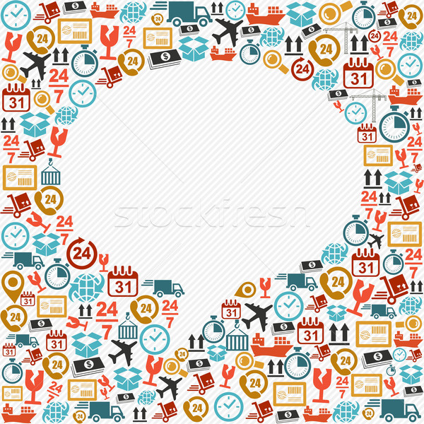Social bubble shape colorful shipping icons composition. Stock photo © cienpies