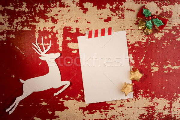 Stock photo: Christmas deer paper card top view template