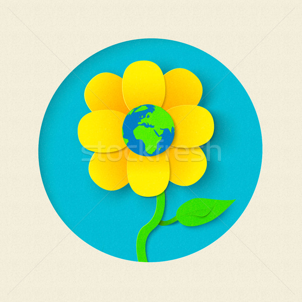 Earth day paper cut out flower world concept Stock photo © cienpies