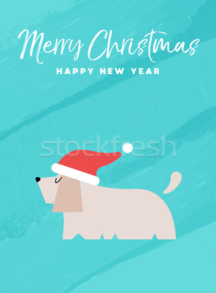 Noel yılbaşı tatil köpek tebrik kartı neşeli Stok fotoğraf © cienpies
