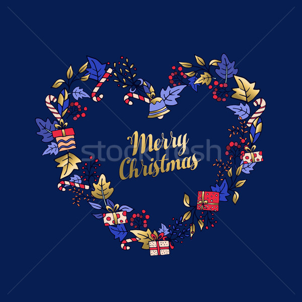 [[stock_photo]]: Joyeux · Noël · amour · couronne · carte · de · vœux