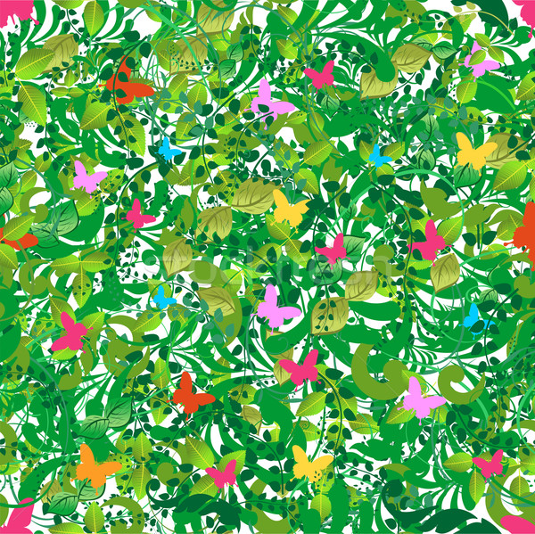 Green floral spring and summer pattern Stock photo © cienpies