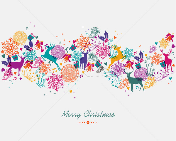 веселый Рождества красочный гирлянда баннер праздник Сток-фото © cienpies
