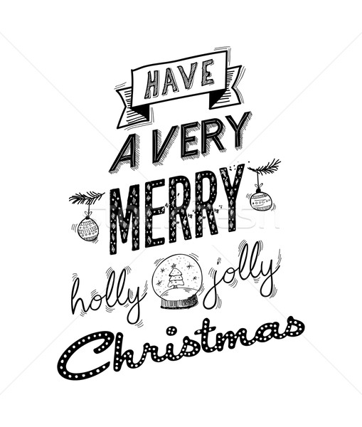 Merry christmas happy wish lettering design Stock photo © cienpies