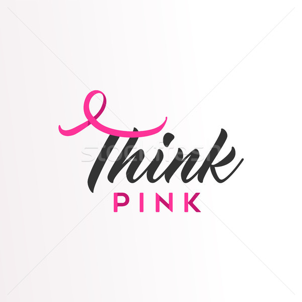 認為 粉紅絲帶 文本 乳腺癌 意識 活版印刷 商業照片 © cienpies