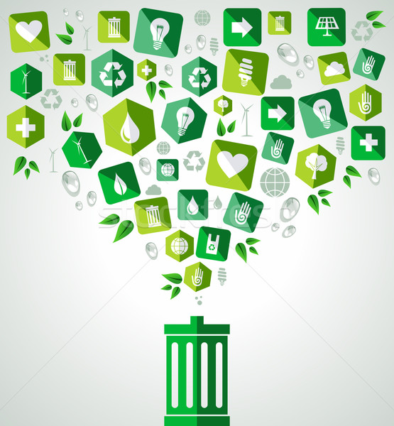 Green splash recycle bin Stock photo © cienpies