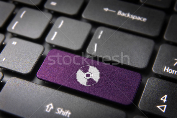 Purple Disc keyboard key, Entertainment background Stock photo © cienpies