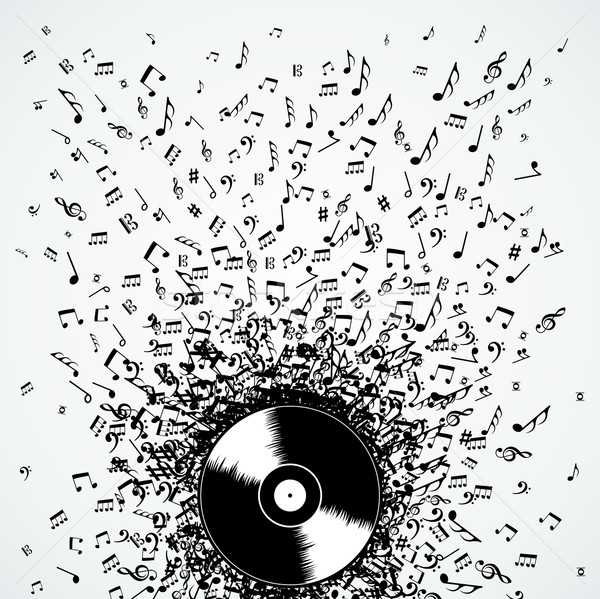 Dj music notes splash record vinyl Stock photo © cienpies