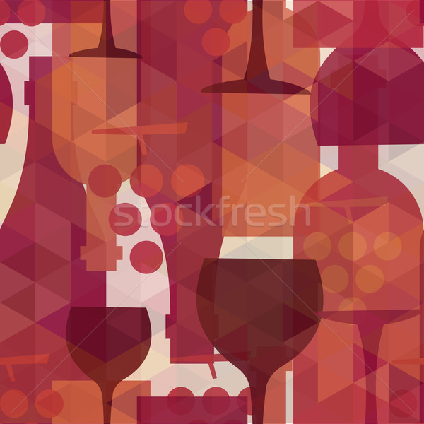 Wein trinken abstrakten Illustration Flaschen Stock foto © cienpies