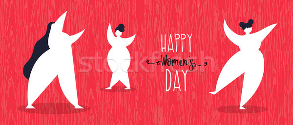 Happy womens day web banner with girls dancing Stock photo © cienpies