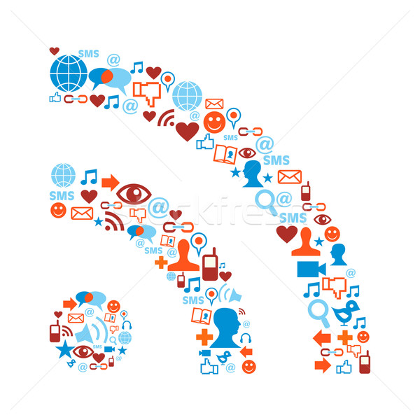 RSS symbol with media icons texture Stock photo © cienpies