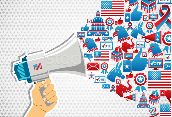 Alegeri politică mesaj avansare marketing comunicare Imagine de stoc © cienpies