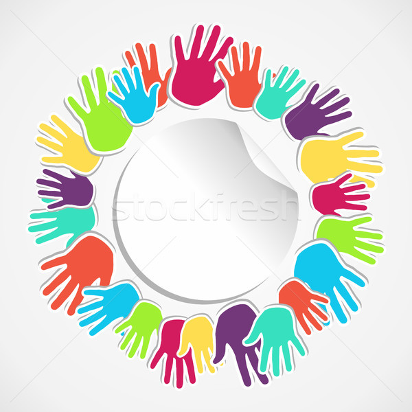 Colorful human hand circle Stock photo © cienpies