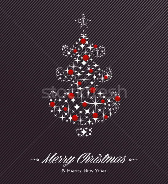 Merry Christmas and Happy New Year tree stars card Stock photo © cienpies