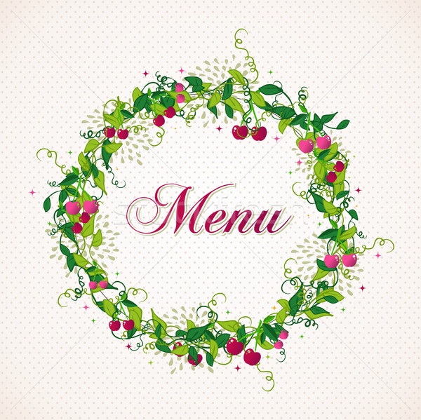 Vintage cherry plant wreath menu background Stock photo © cienpies