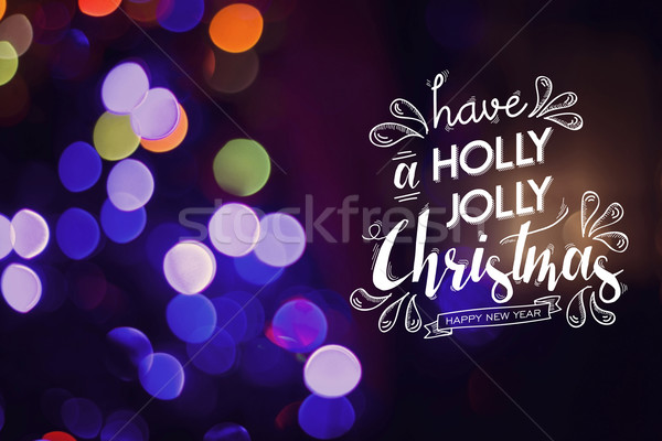 Merry christmas new year doodle bokeh light card Stock photo © cienpies