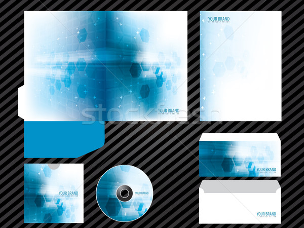  Corporate identity template design blue color business set stationery. Stock photo © cifotart