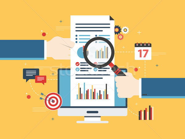 Flat design vector illustration concept of financial investment, analytics with growth report.  Stock photo © cifotart