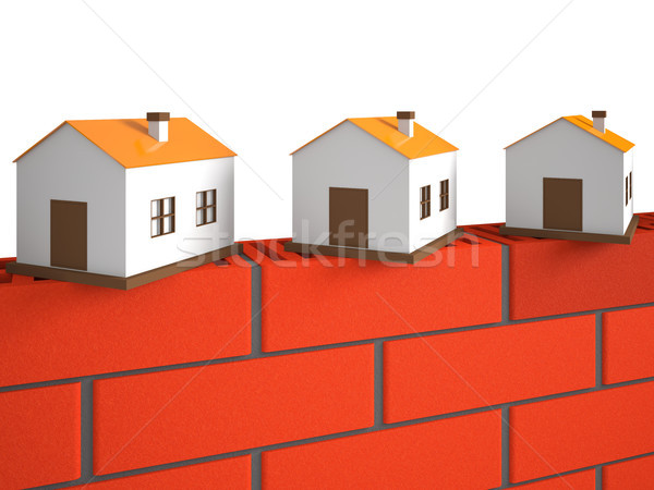 Faible maisons mur de briques affaires bâtiment design [[stock_photo]] © Ciklamen