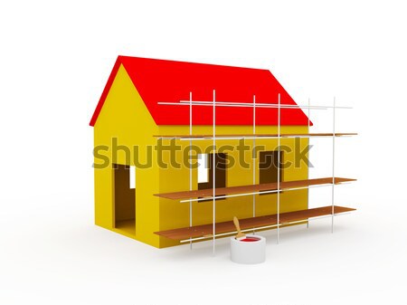 Stockfoto: Home · klein · huis · Rood · dak · gebouw