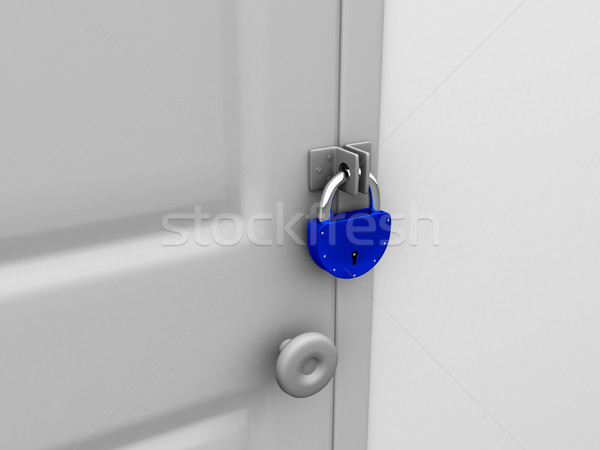 Lock porte fermé bleu bois design [[stock_photo]] © Ciklamen