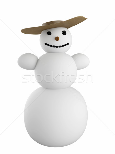 Bonhomme de neige chapeau blanche femme oeil neige [[stock_photo]] © Ciklamen