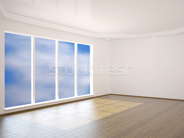 Grand fenêtre intérieur chambre bureau bois [[stock_photo]] © Ciklamen