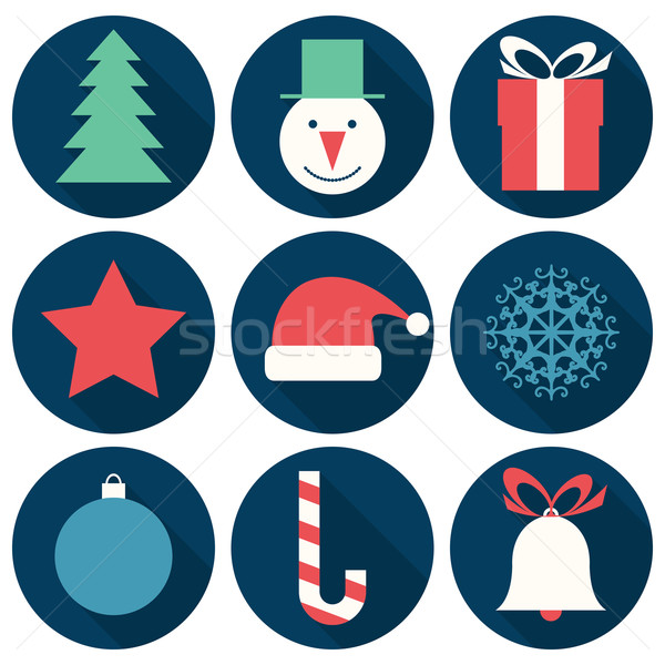 Flat Christmas icons Stock photo © Ciklamen