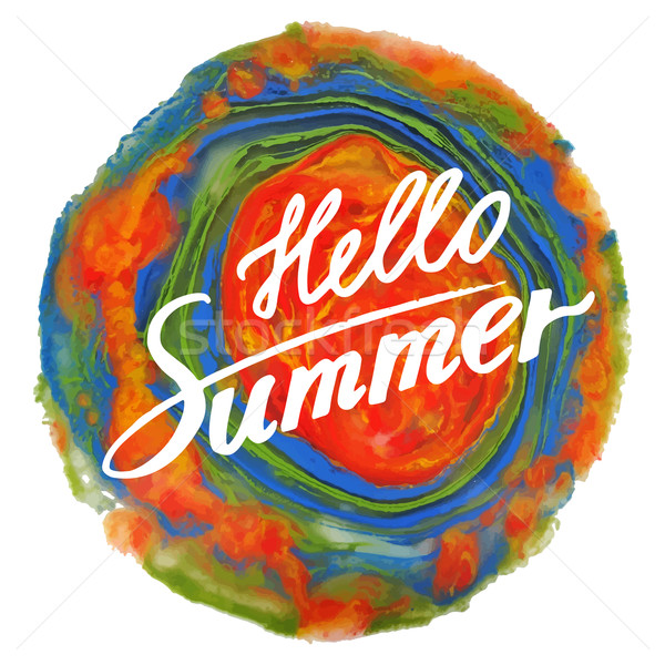 Hello Summer: handwritten vector text. Stock photo © Ciklamen