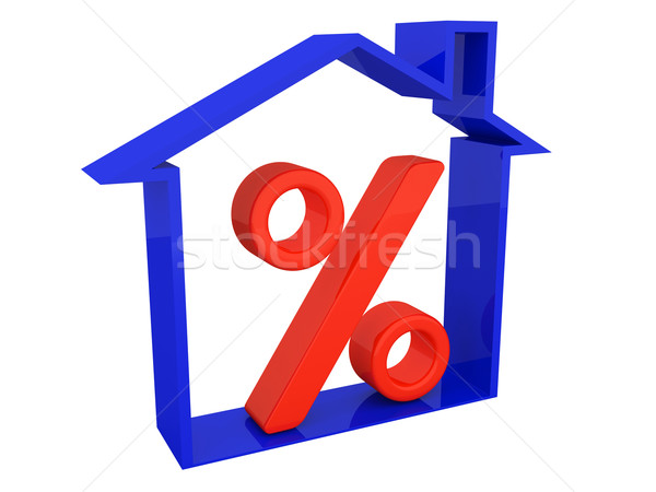 Rouge pour cent signe bleu maison affaires [[stock_photo]] © Ciklamen