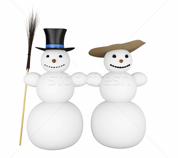 Deux grand bonhomme de neige blanche femme oeil [[stock_photo]] © Ciklamen