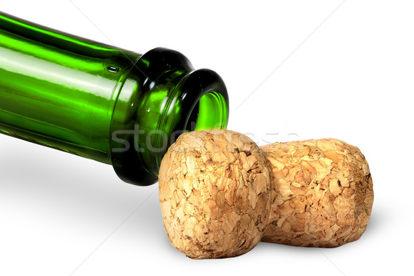 Neck of green bottle and cork near Stock photo © Cipariss