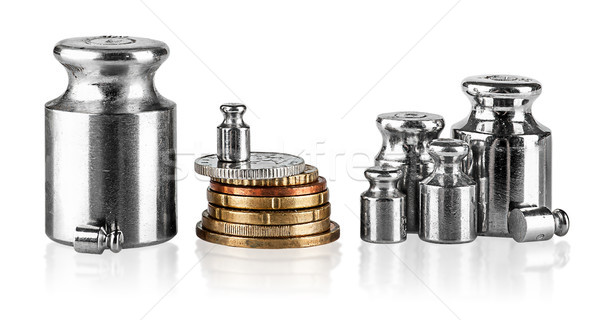 Several old scaling weights and coins Stock photo © Cipariss