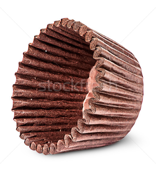 Stock photo: Stack of brown paper cups for baking muffins on the side